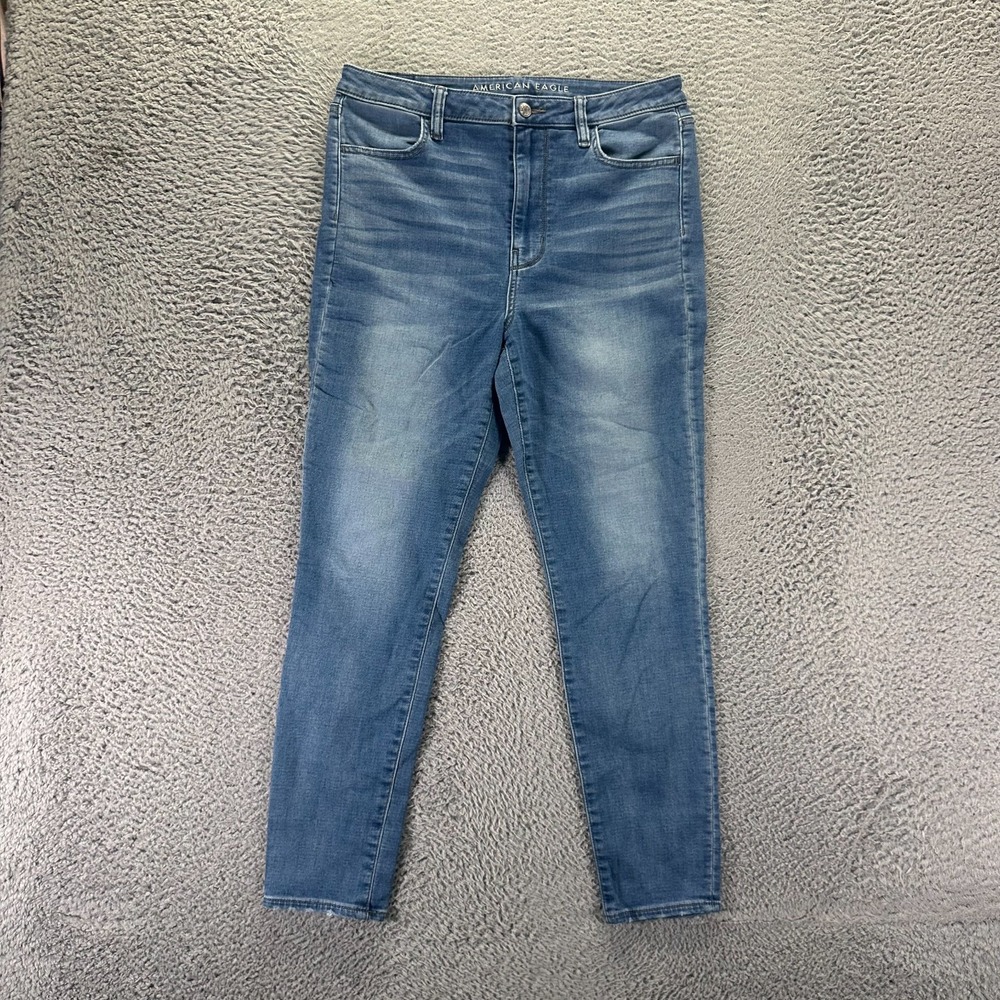 American Eagle Outfitters Jeans Womens 12 Blue Rayon Denim Jegging Whiskered
